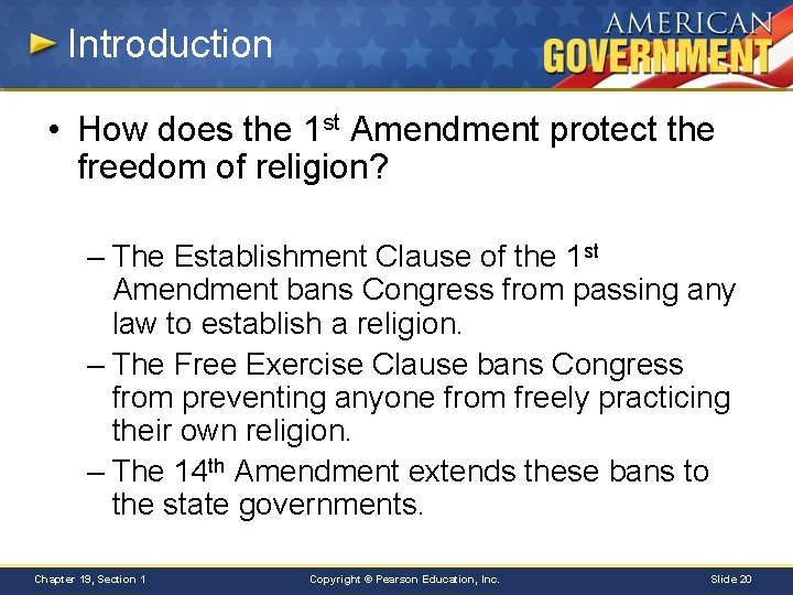 Introduction • How does the 1 st Amendment protect the freedom of religion? –