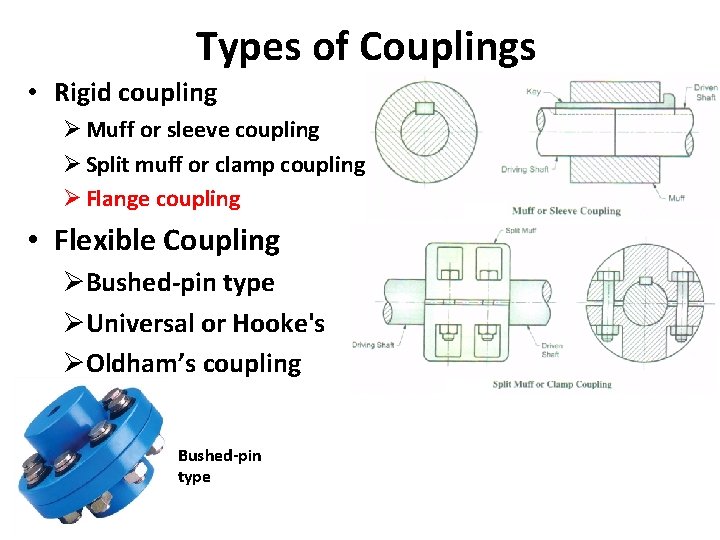 Types of Couplings • Rigid coupling Ø Muff or sleeve coupling Ø Split muff