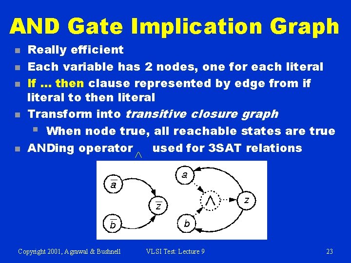 AND Gate Implication Graph n n n Really efficient Each variable has 2 nodes, AND Gate Implication Graph n n n Really efficient Each variable has 2 nodes,
