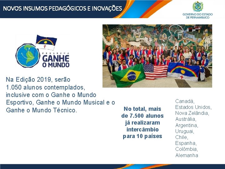 NOVOS INSUMOS PEDAGÓGICOS E INOVAÇÕES Na Edição 2019, serão 1. 050 alunos contemplados, inclusive