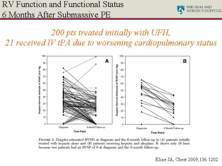 RV Function and Functional Status 6 Months After Submassive PE 200 pts treated initially