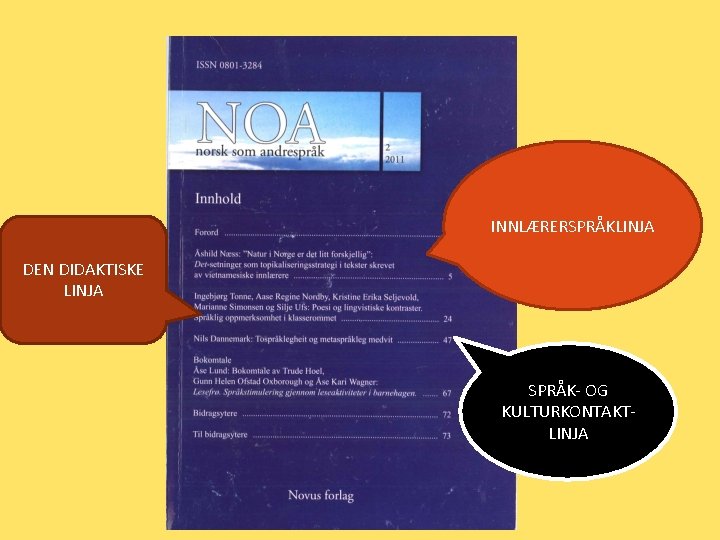 INNLÆRERSPRÅKLINJA DEN DIDAKTISKE LINJA SPRÅK- OG KULTURKONTAKTLINJA 