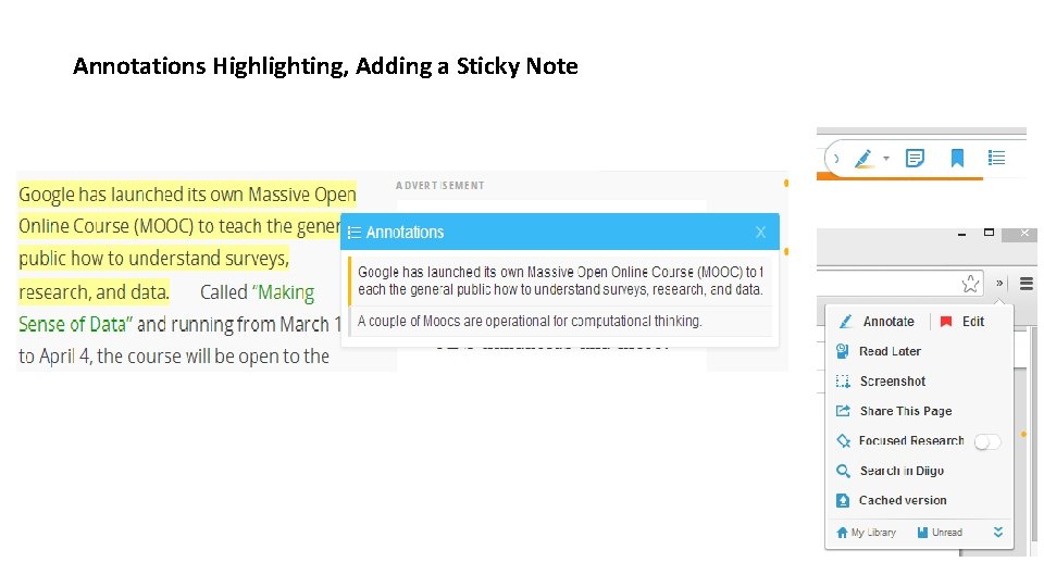 Annotations Highlighting, Adding a Sticky Note 