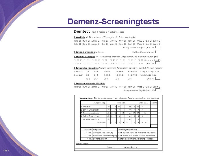 Demenz-Screeningtests 38 