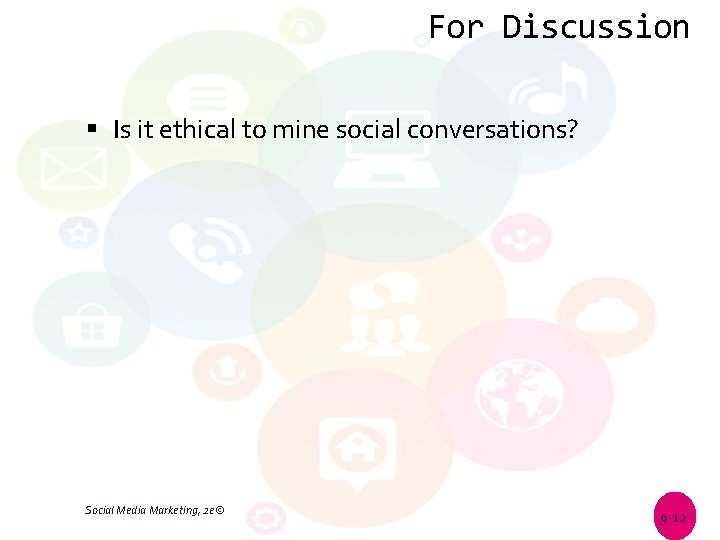 For Discussion Is it ethical to mine social conversations? Social Media Marketing, 2 e©