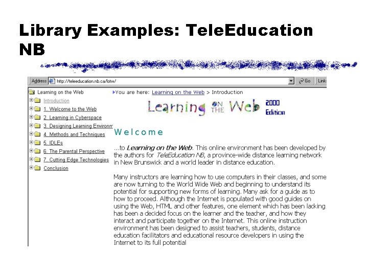 Library Examples: Tele. Education NB 