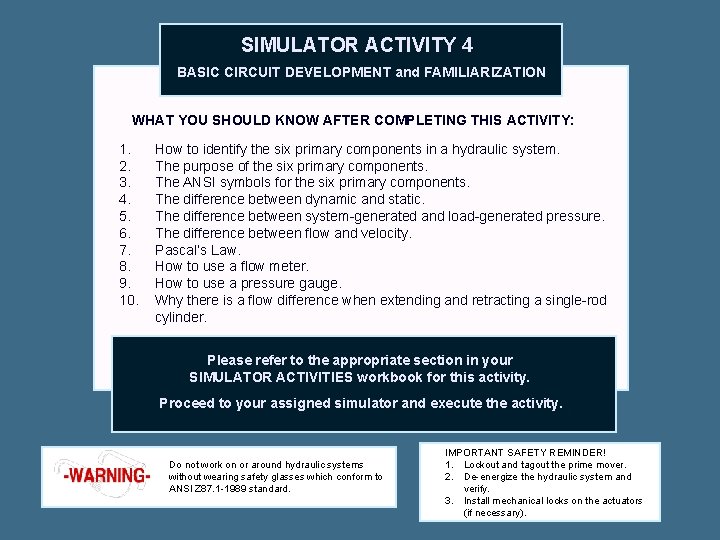 SIMULATOR ACTIVITY 4 BASIC CIRCUIT DEVELOPMENT and FAMILIARIZATION WHAT YOU SHOULD KNOW AFTER COMPLETING