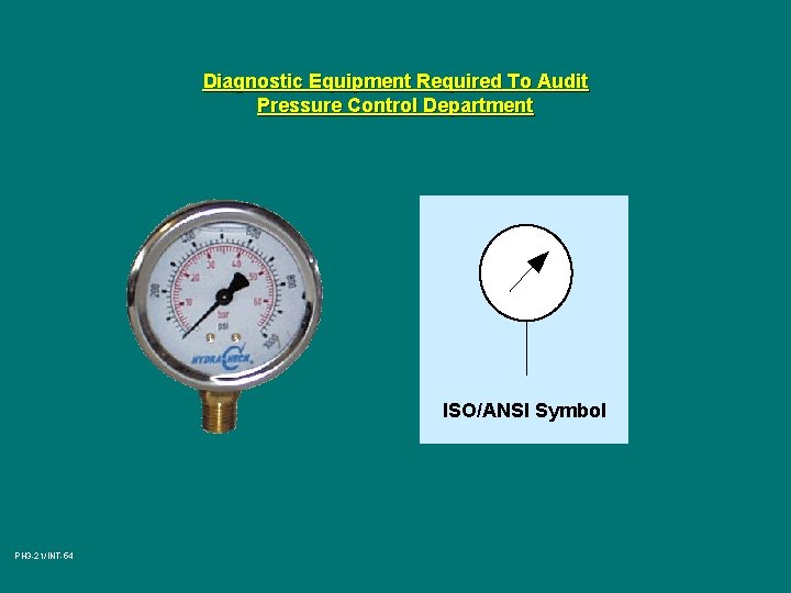 Diagnostic Equipment Required To Audit Pressure Control Department ISO/ANSI Symbol PH 3 -21/INT-54 