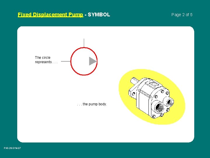 Fixed Displacement Pump - SYMBOL The circle represents. . . the pump body. PH