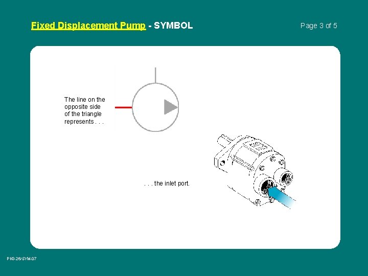 Fixed Displacement Pump - SYMBOL The line on the opposite side of the triangle