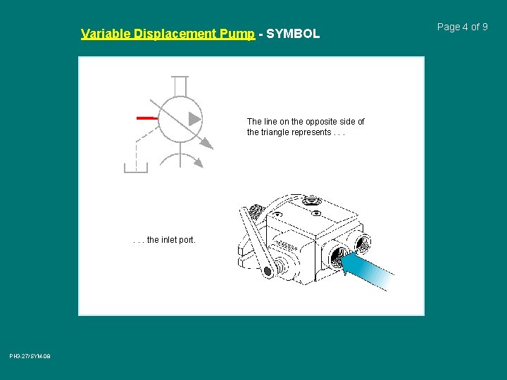 Variable Displacement Pump - SYMBOL The line on the opposite side of the triangle