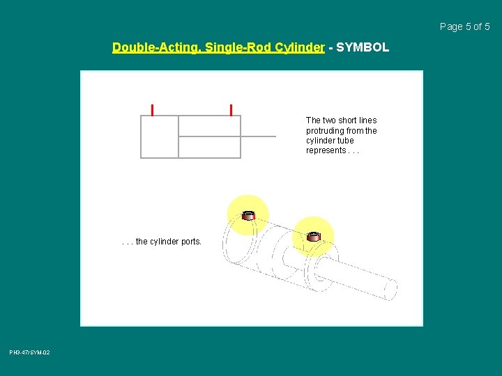 Page 5 of 5 Double-Acting, Single-Rod Cylinder - SYMBOL The two short lines protruding