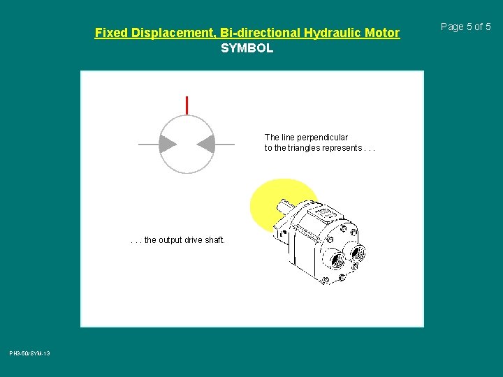 Fixed Displacement, Bi-directional Hydraulic Motor SYMBOL The line perpendicular to the triangles represents. .