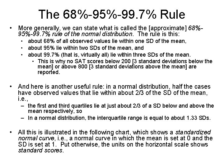 The 68%-95%-99. 7% Rule • More generally, we can state what is called the