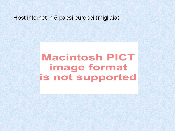 Host internet in 6 paesi europei (migliaia): 