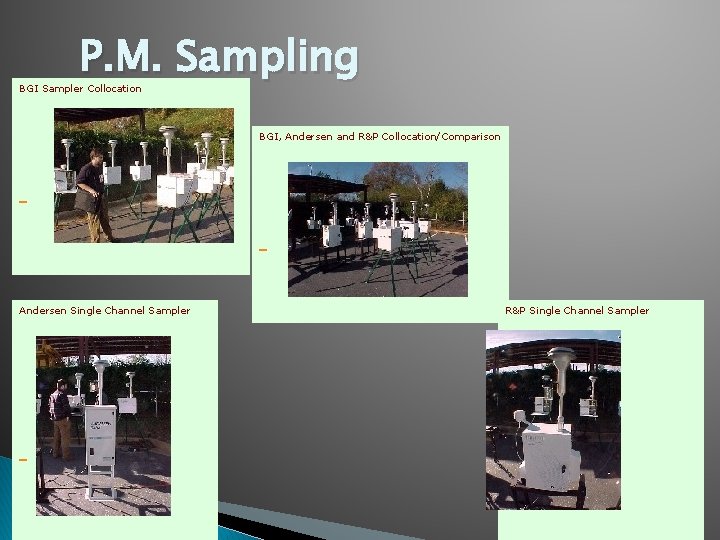 P. M. Sampling BGI Sampler Collocation BGI, Andersen and R&P Collocation/Comparison Andersen Single Channel