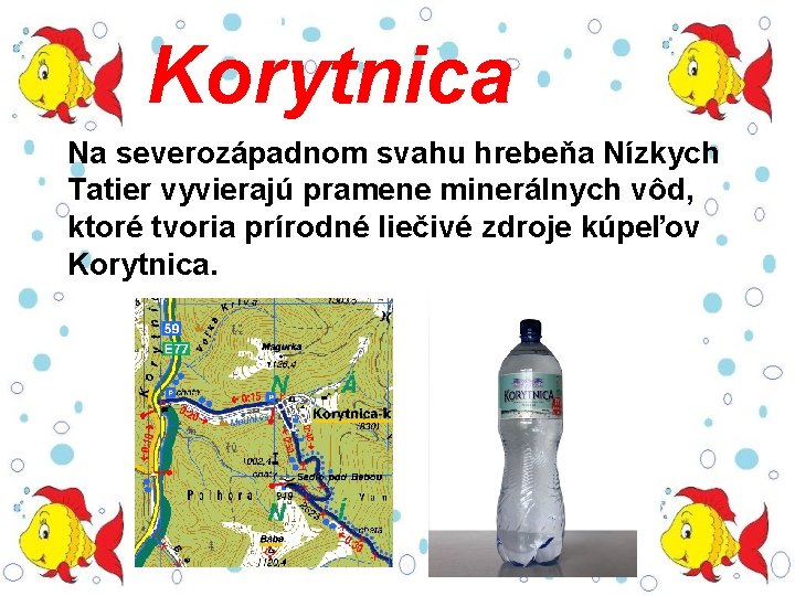 Korytnica Na severozápadnom svahu hrebeňa Nízkych Tatier vyvierajú pramene minerálnych vôd, ktoré tvoria prírodné