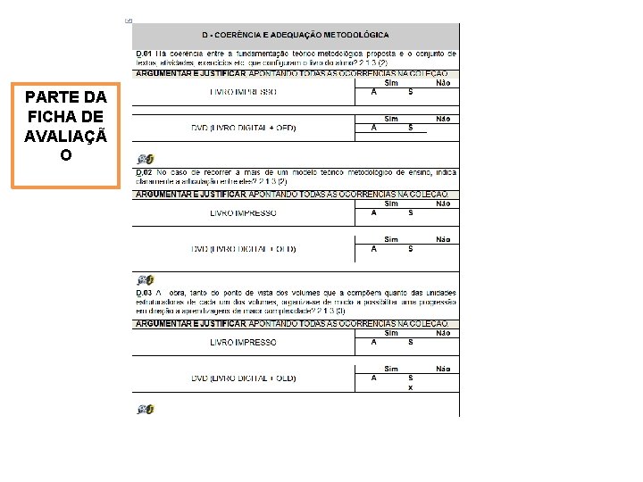 PARTE DA FICHA DE AVALIAÇÃ O 