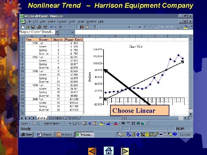 Nonlinear Trend – Harrison Equipment Company Choose Linear 