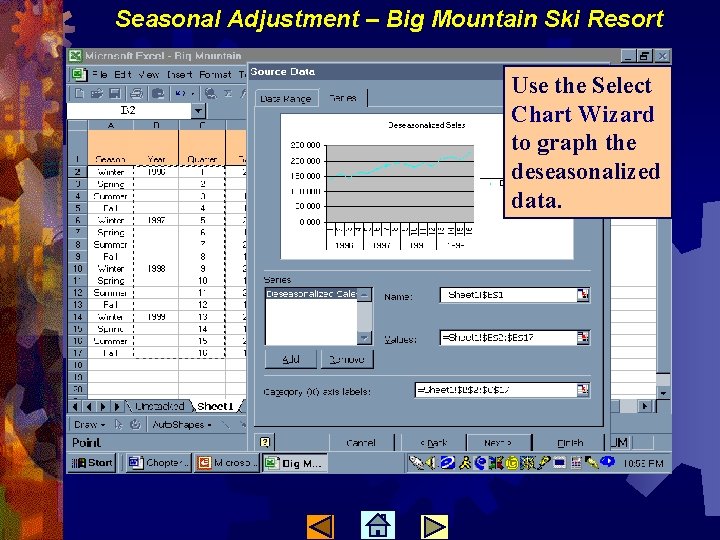 Seasonal Adjustment – Big Mountain Ski Resort Use the Select Chart Wizard to graph