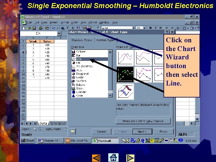 Single Exponential Smoothing – Humboldt Electronics Click on the Chart Wizard button then select