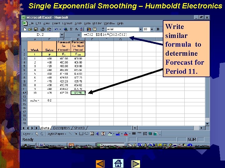 Single Exponential Smoothing – Humboldt Electronics Write similar formula to determine Forecast for Period