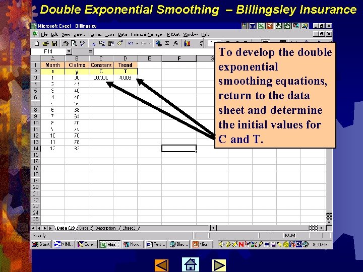 Double Exponential Smoothing – Billingsley Insurance To develop the double exponential smoothing equations, return