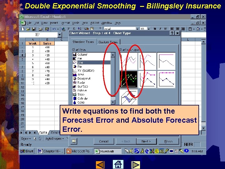 Double Exponential Smoothing – Billingsley Insurance Write equations to find both the Forecast Error