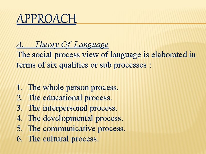 APPROACH A. Theory Of Language The social process view of language is elaborated in