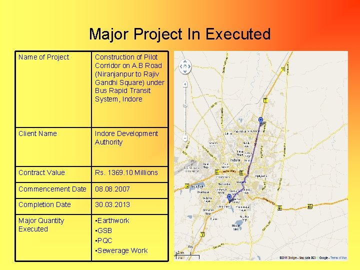 Major Project In Executed Name of Project Construction of Pilot Corridor on A. B