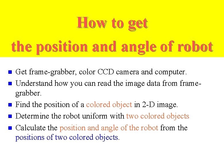 How to get the position and angle of robot n n n Get frame-grabber,