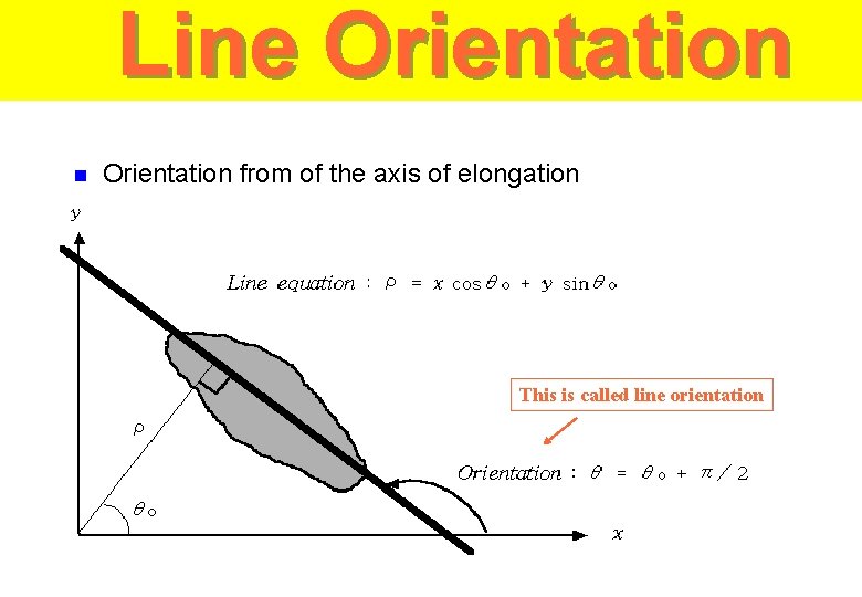 Line Orientation n Orientation from of the axis of elongation This is called line