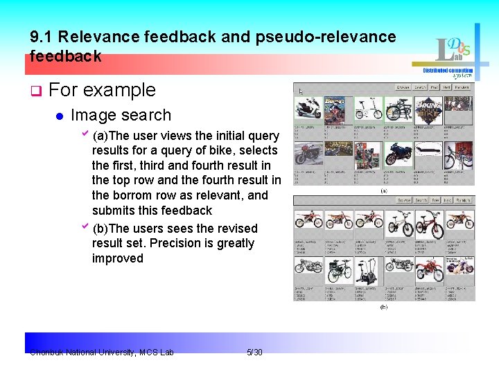 9. 1 Relevance feedback and pseudo-relevance feedback q For example l Image search b(a)The