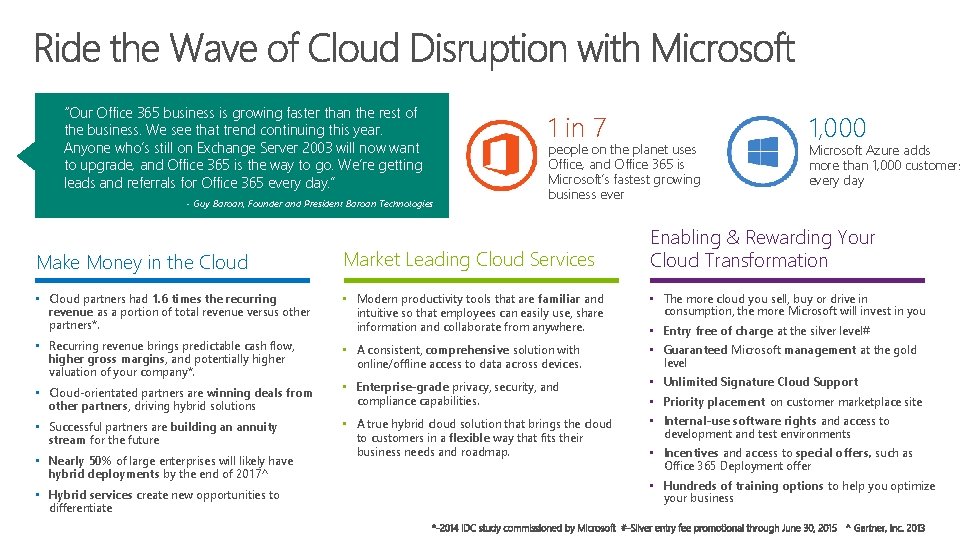 Microsoft’s Cloud performance path: your success buys 1 in 7 your Cloud business 1,