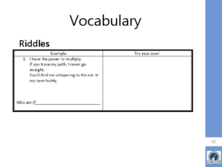 Vocabulary Riddles 48 