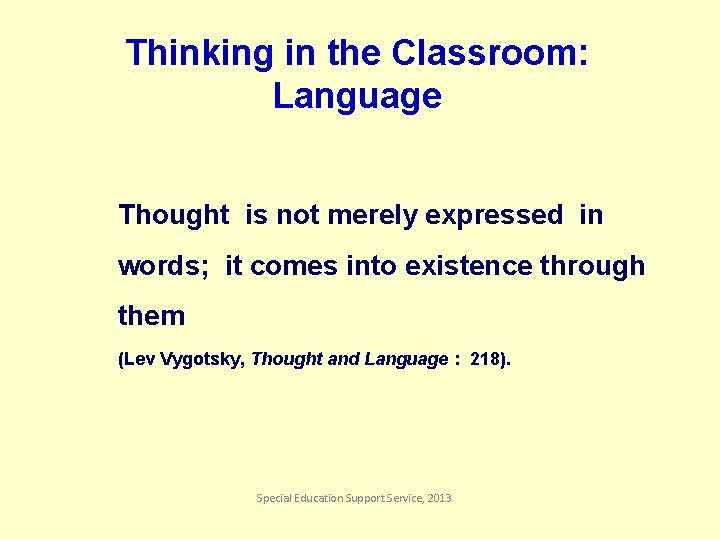 Thinking in the Classroom: Language Thought is not merely expressed in words; it comes