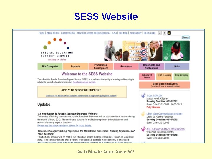 SESS Website Special Education Support Service, 2013 