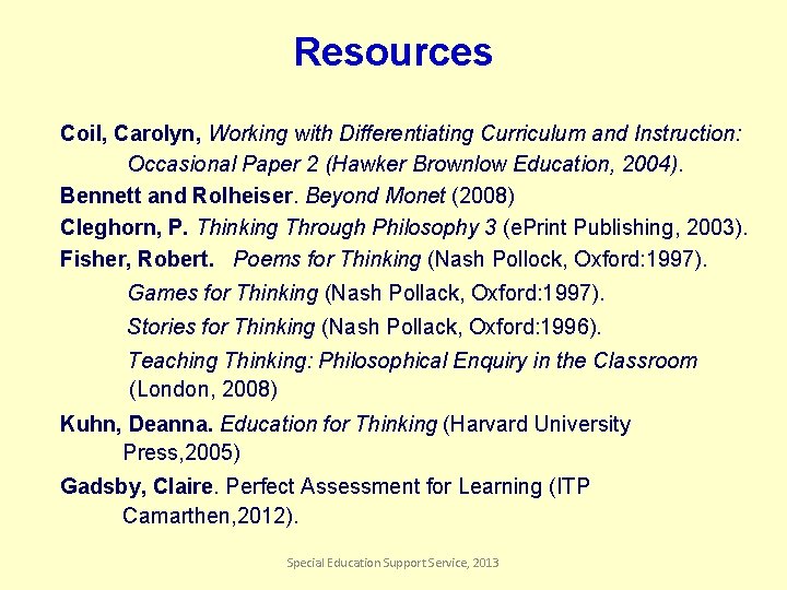 Resources Coil, Carolyn, Working with Differentiating Curriculum and Instruction: Occasional Paper 2 (Hawker Brownlow