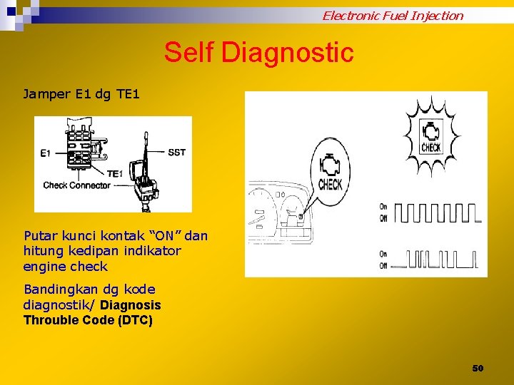 Electronic Fuel Injection Self Diagnostic Jamper E 1 dg TE 1 Putar kunci kontak