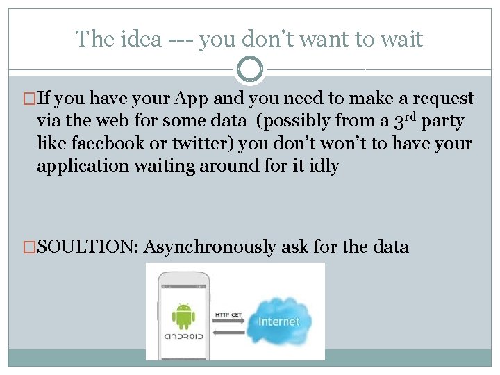 The idea --- you don’t want to wait �If you have your App and