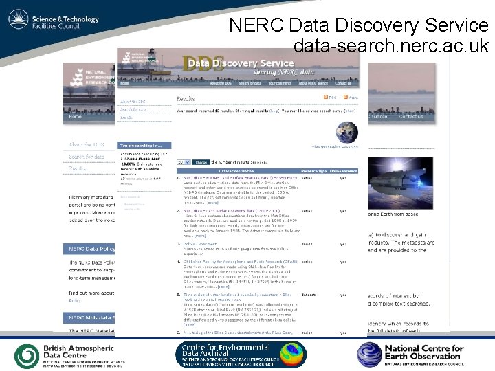 NERC Data Discovery Service data-search. nerc. ac. uk VO Sandpit, November 2009 