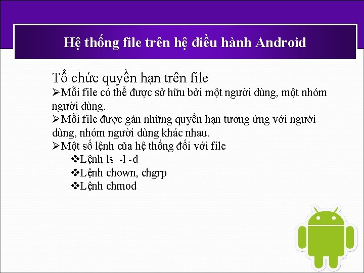 Hệ thống file trên hệ điều hành Android Tổ chức quyền hạn trên file
