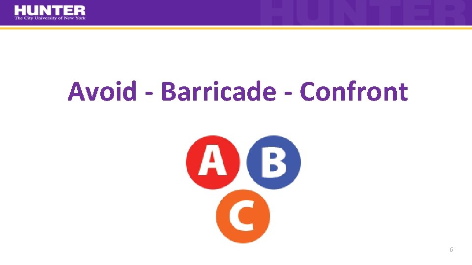 Avoid - Barricade - Confront 6 