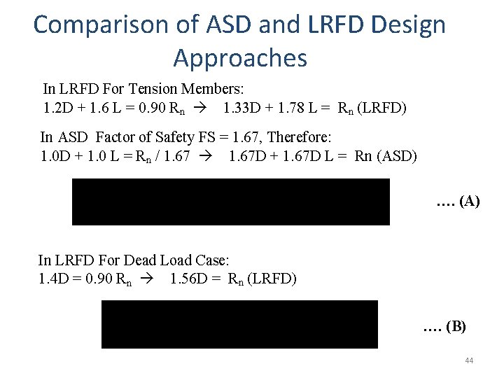 Comparison of ASD and LRFD Design Approaches In LRFD For Tension Members: 1. 2