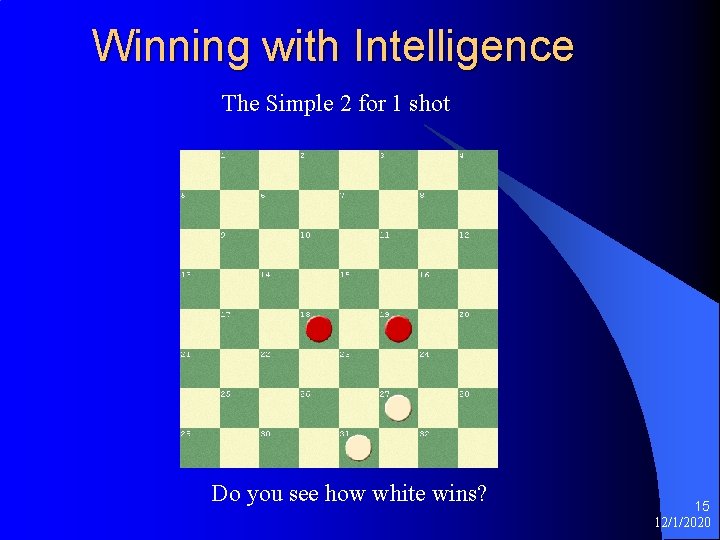 Winning with Intelligence The Simple 2 for 1 shot Do you see how white