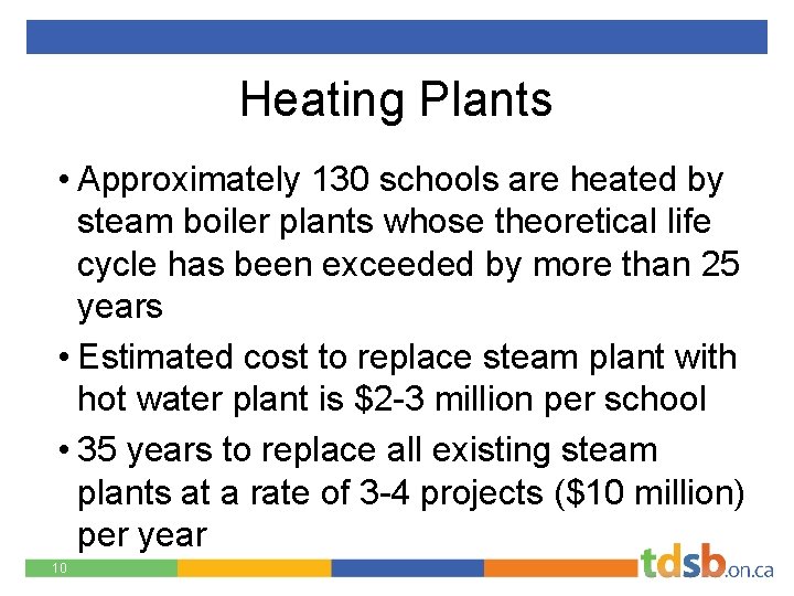 Heating Plants • Approximately 130 schools are heated by steam boiler plants whose theoretical