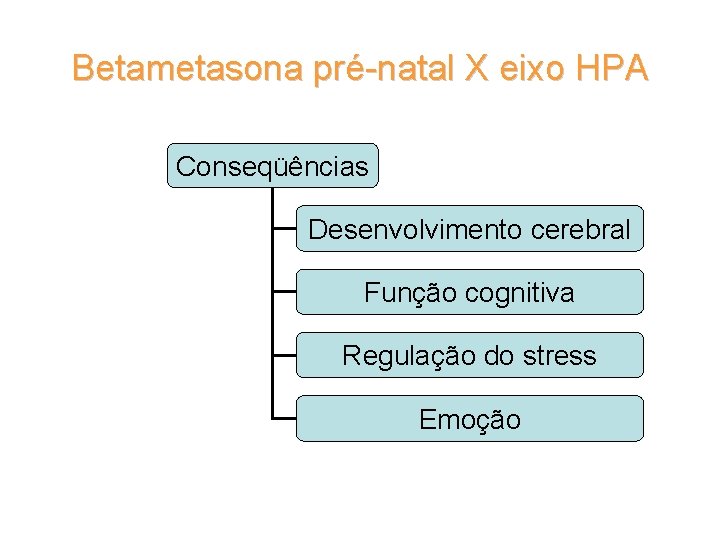 Betametasona pré-natal X eixo HPA Conseqüências Desenvolvimento cerebral Função cognitiva Regulação do stress Emoção