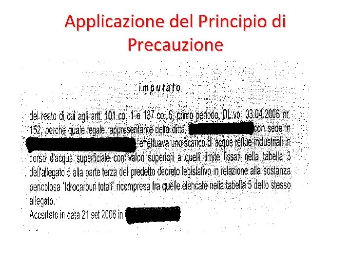 Applicazione del Principio di Precauzione 