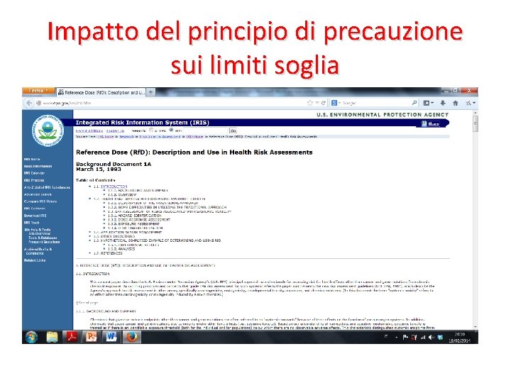 Impatto del principio di precauzione sui limiti soglia 