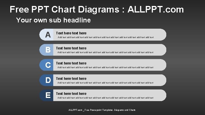 Free PPT Chart Diagrams : ALLPPT. com Your own sub headline A Text here